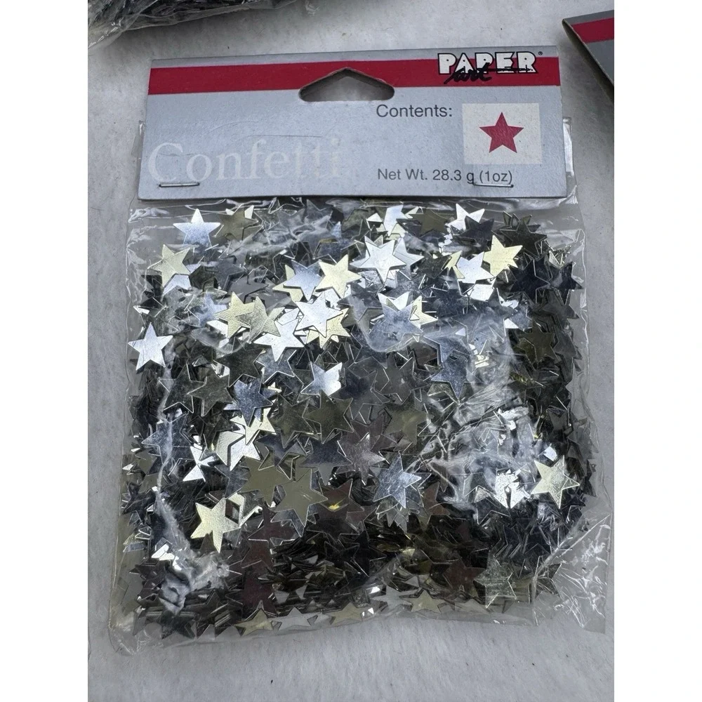 Star Confetti Lot 7 Packs Silver, Gold & Mixed Metallic Party Decorations